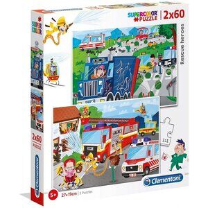 Clementoni Rescue Heroes Supercolor Puzzle 2x60 Pieces For Age 5+ New Sealed